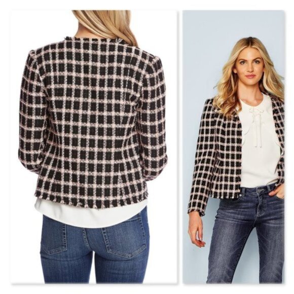 CeCe Plaid Tweed Jacket - Picture 2 of 5
